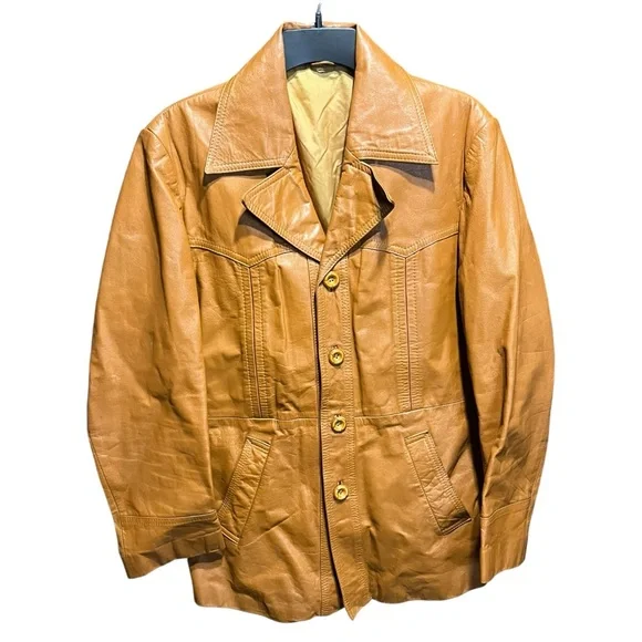 Vintage Sears The Leather Shop Tan Leather Jacket